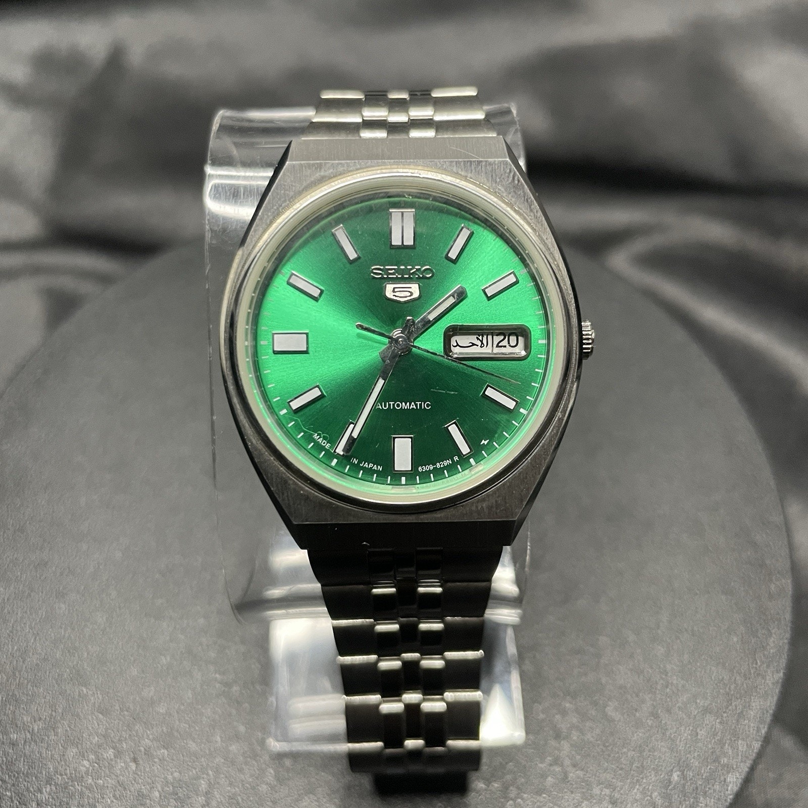 Vintage Seiko 5 Mens Automatic Watch 6309 Green Dial DayDate